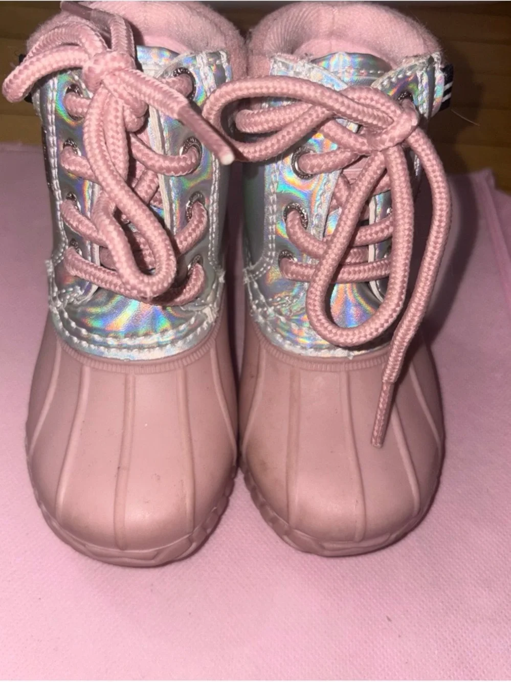 Nautica Kids Pink Holographic Ankle Boots